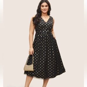 BloomChic Plus Size XL Glitter Polka Dot Pocket Patchwork Tank Dress us14-16